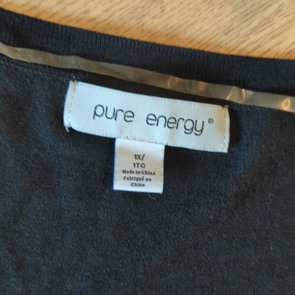 Pure Energy Plus 1X Black V Neck Cardigan Sweater Lightweight - Picture 2 of 2